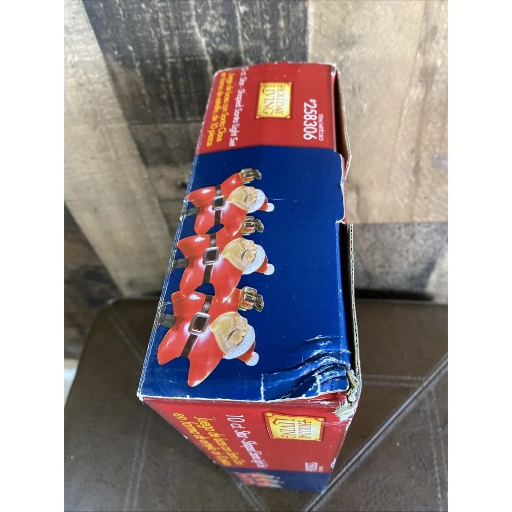 Star Santa Red Indoor Outdoor Clip‎ On Christmas Lights 10 Ct 9 Ft Vtg Holiday